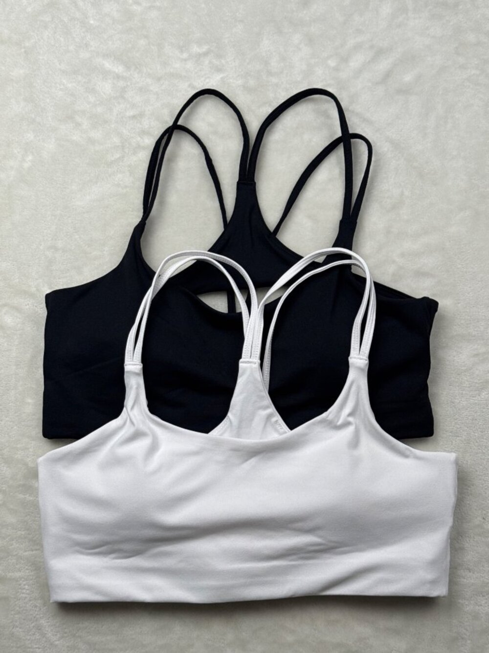 Fabletics Double Pack Womens Strappy Sports Bras Black & White Size M